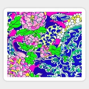 Abstract chinoiserie with pink peonies Sticker